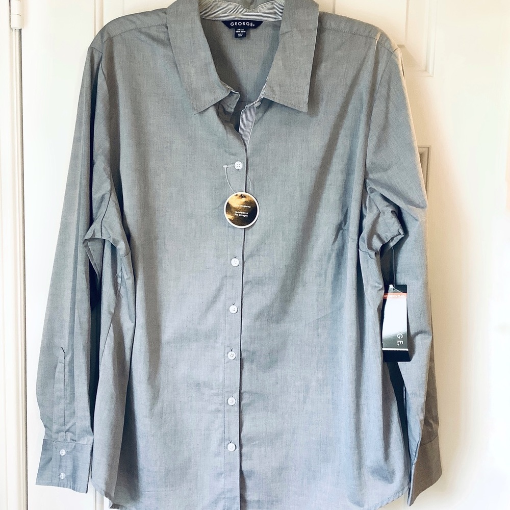 Long Sleeve Button Front Shirt by George